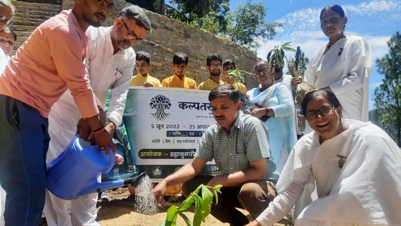 ब्रह्माकुमारीज पौड़ी सेवा केंद्र ने फलदार पेड़ों का किया रोपण