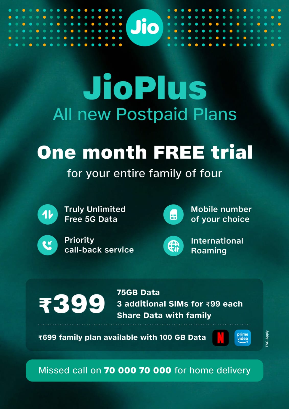 जियो ने लॉन्च किया नया पोस्टपेड फैमिली प्लान– जियो प्लस, एक महीने का ट्रायल मिलेगा फ्री