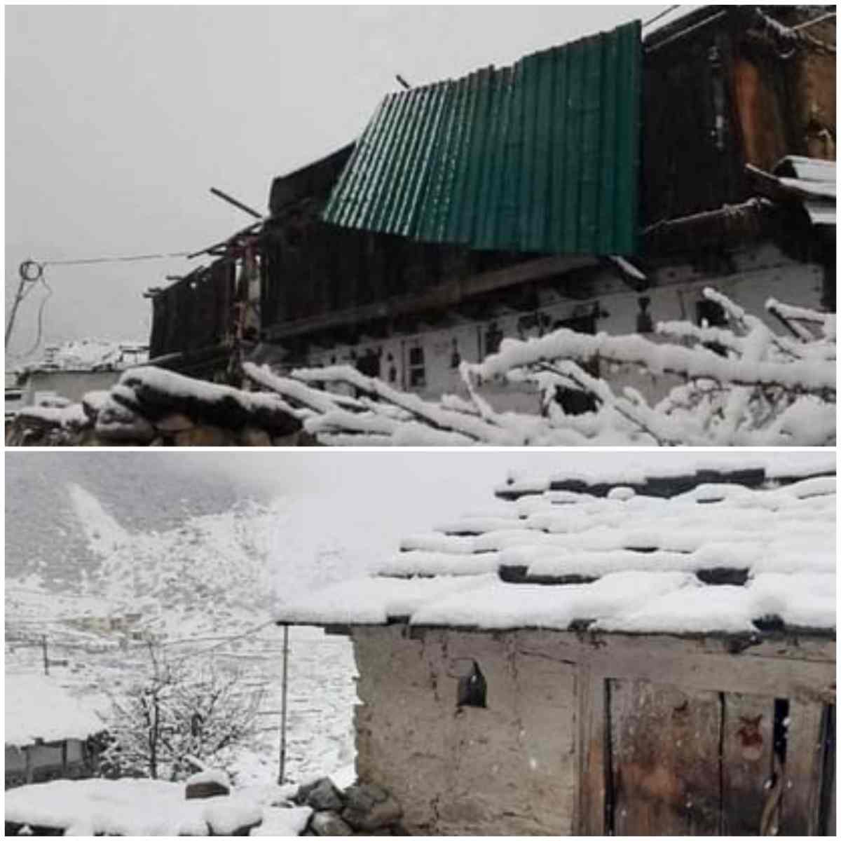 चमोली जिले के द्रोणागिरी में भारी हिमपात, हवा से घरों की छतें उड़ी