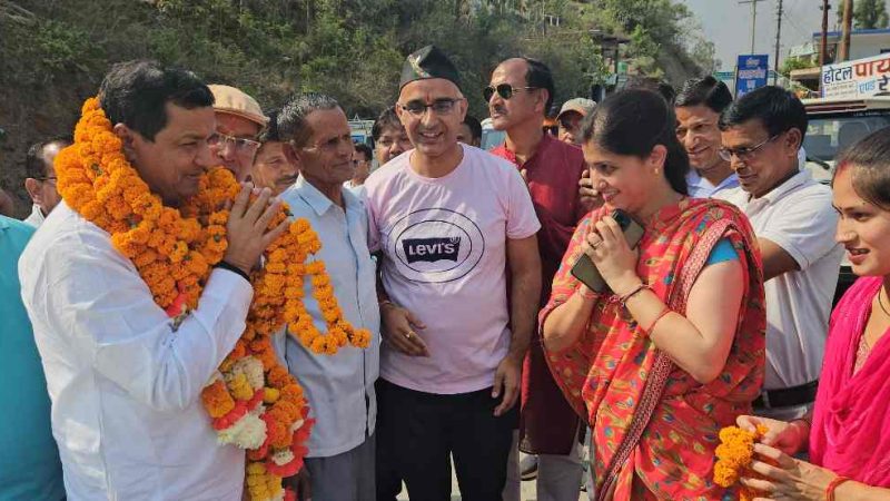 देवप्रयाग में सांसद अनिल बलूनी का जोरदार स्वागत