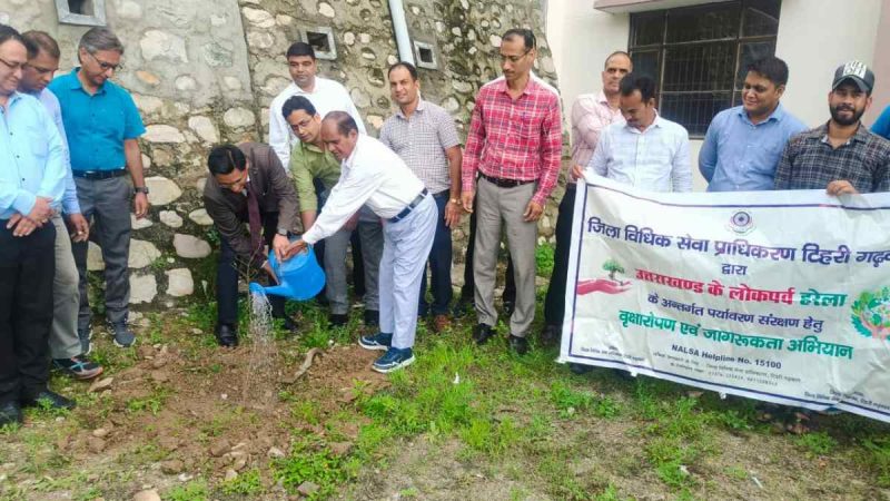 पर्यावरण संरक्षण हेतु जिला विधिक सेवा प्राधिकरण टिहरी गढ़वाल द्वारा वृहद वृक्षारोपण अभियान का आयोजन