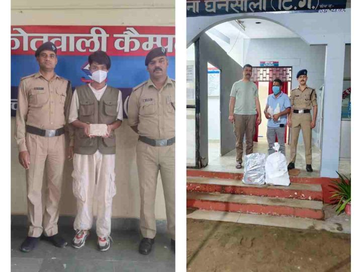 टिहरी पुलिस का नशे के खिलाफ अभियान जारी, चरस और अवैध शराब के साथ दो गिरफ्तार